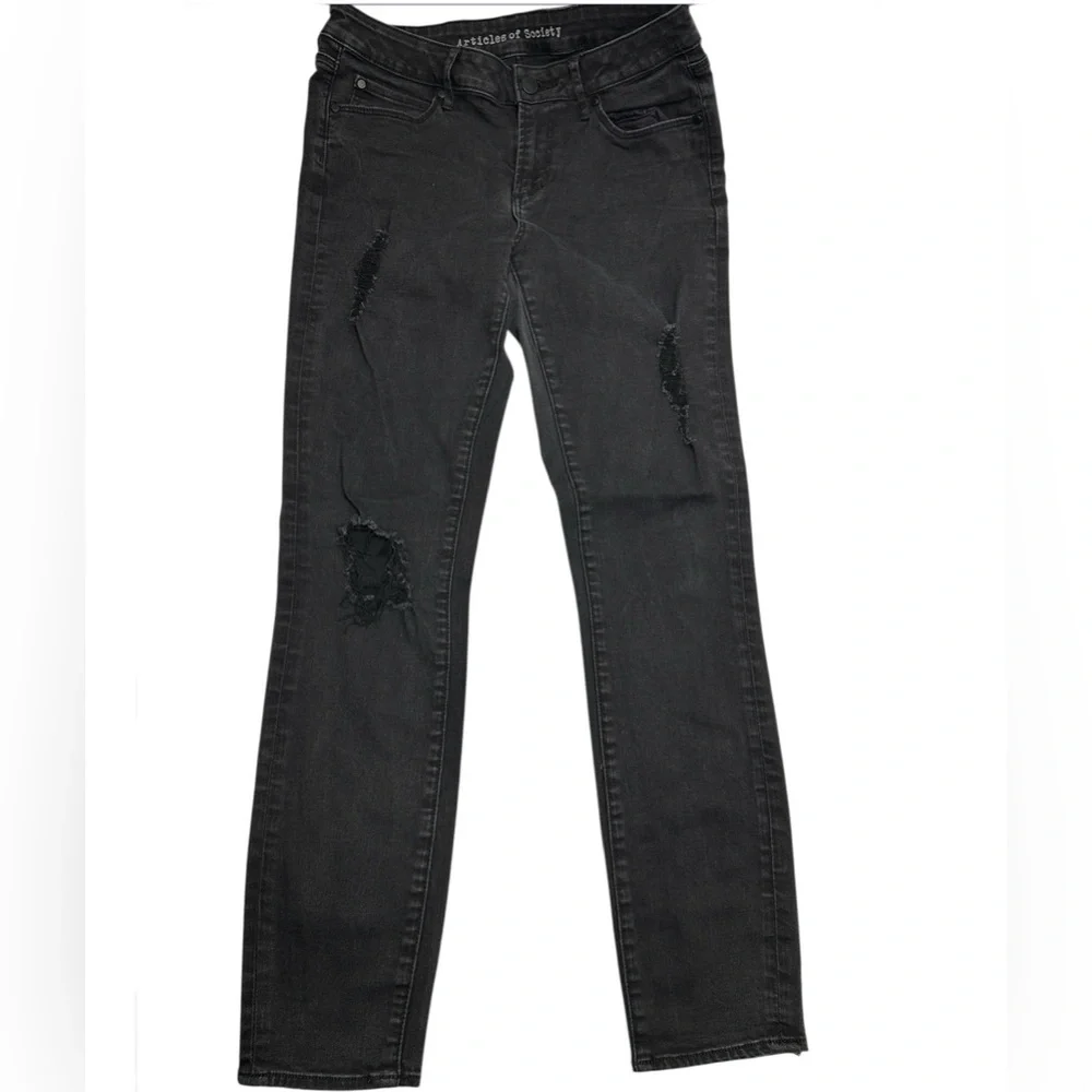 Articles of Society Women's‎ Size 29 Black Denim Distressed Skinny Jeans (D33)